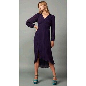 Current Air Los Angeles Size S NWOT Purple Pleated Maxi Dress